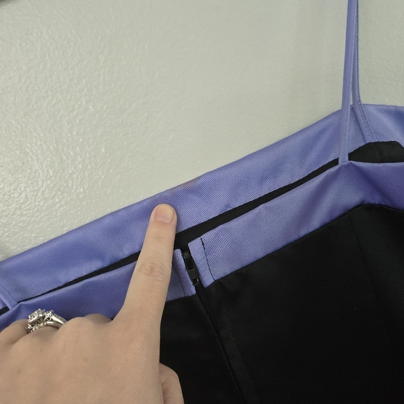 Prom Dress Maxi Gown Purple Black Bead Y2K Floral Delvt Sz 13 Fairy FLAWS - Picture 8 of 13